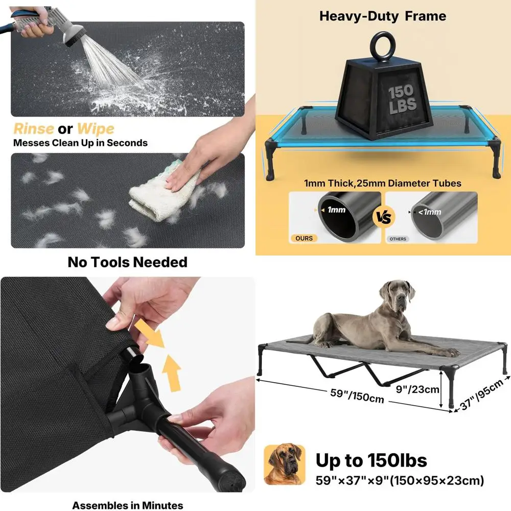 Большая охлаждающая кровать для собак на открытом воздухе XL для больших собак, приподнятая гамак-кроватка с сеткой, 59x37,5, черный
Большая охлаждающая кровать для собак на открытом воздухе XL для больших собак, приподнятая гамак-кроватка с сеткой, 59x37,5, черный