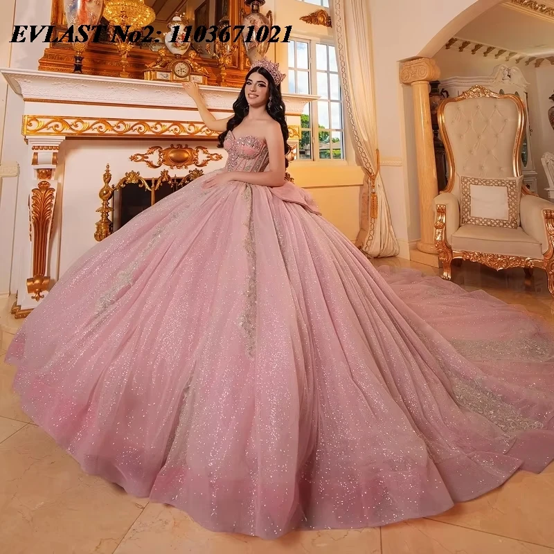 EVLAST индивидуальное мексиканское розовое платье Quinceanera, бальное платье с блестящей аппликацией и бисером, корсет Sweet 16, Vestidos De 15 Anos E2QA58
EVLAST индивидуальное мексиканское розовое платье Quinceanera, бальное платье с блестящей аппликацией и бисером, корсет Sweet 16, Vestidos De 15 Anos E2QA58