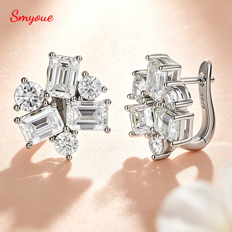 Smyoue Emerald Cut All Moissanite Stud Earrings for Women Luxury Wedding Bridal Jewelry Halo Earring 100% S925 Sterling Silver
Smyoue Emerald Cut All Moissanite Stud Earrings for Women Luxury Wedding Bridal Jewelry Halo Earring 100% S925 Sterling Silver