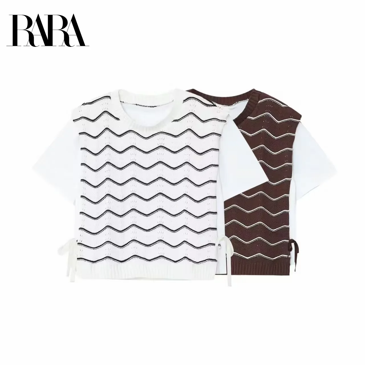 RARA Women's Casual Fashionable Knit Fabric Color - Blocking Fake Two - piece Round - neck Short - sleeve T - shirt
RARA Women's Casual Fashionable Knit Fabric Color - Blocking Fake Two - piece Round - neck Short - sleeve T - shirt