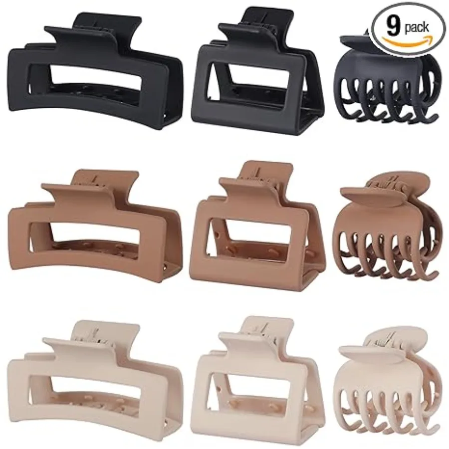 Medium Claw Hair Clips Set for Women - 3 Styles, 9 pcs Rectangle Clips for Thick Hair, Square Clips for Thin Hair - Brown
Medium Claw Hair Clips Set for Women - 3 Styles, 9 pcs Rectangle Clips for Thick Hair, Square Clips for Thin Hair - Brown