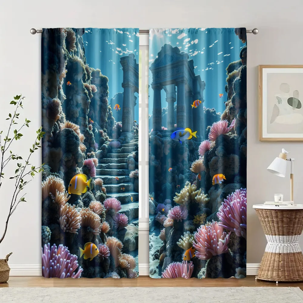 2 pcs, filtering curtains (excluding rods, non-movable, without batteries) Underwater Castle for use in bedrooms and living
2 pcs, filtering curtains (excluding rods, non-movable, without batteries) Underwater Castle for use in bedrooms and living