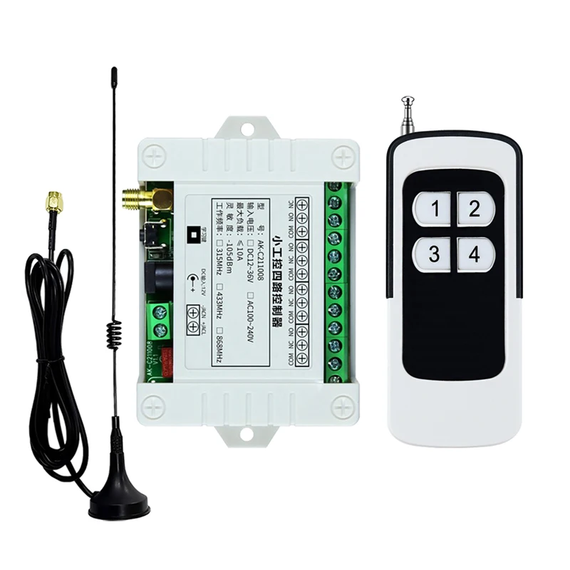 DC 12V 24V 36V 4CH RF беспроводной пульт дистанционного управления Переключатель радиоприемник с 1000m дистанционным управлением присоски антенна
DC 12V 24V 36V 4CH RF беспроводной пульт дистанционного управления Переключатель радиоприемник с 1000m дистанционным управлением присоски антенна