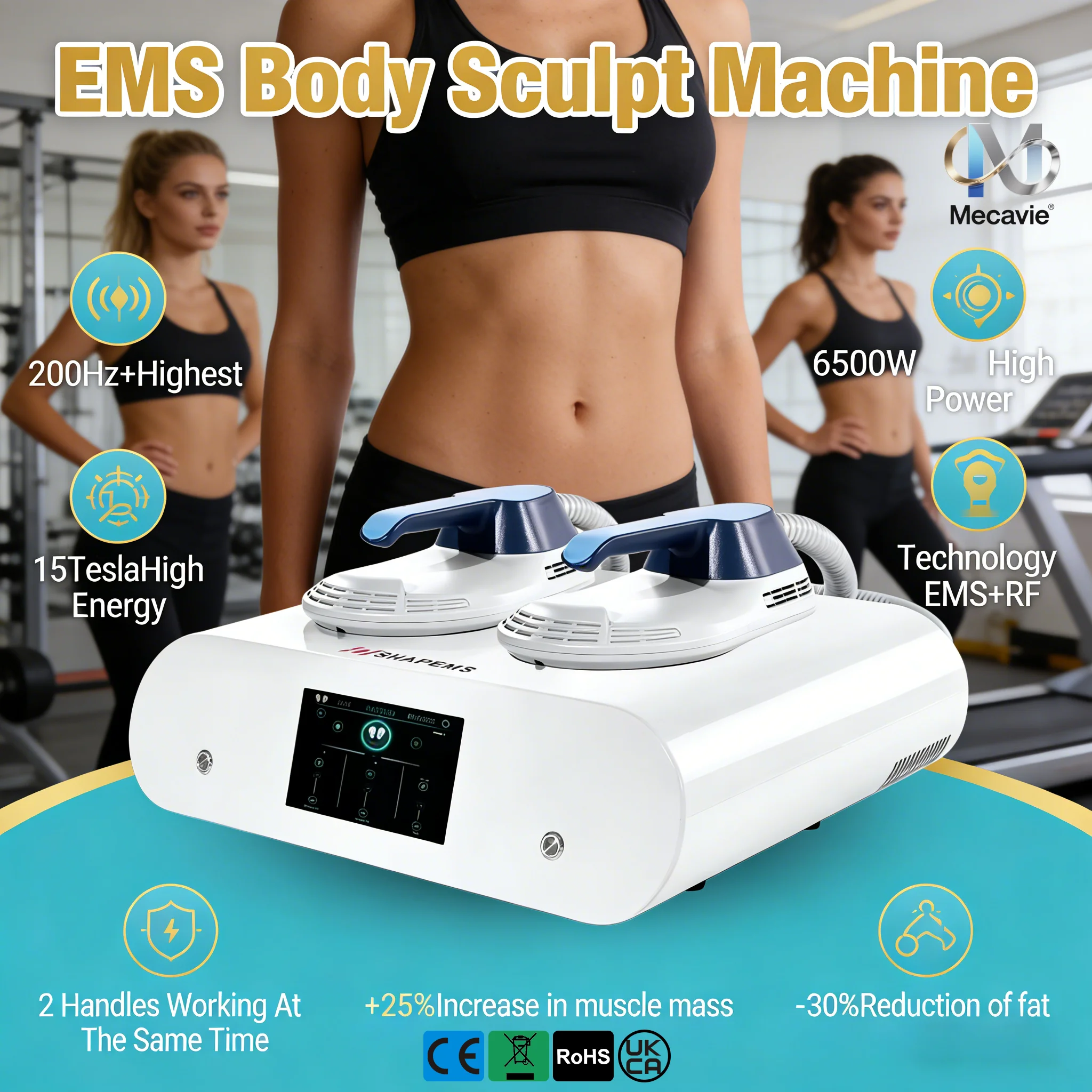 6500W EMS Body Sculpting Machine 2 Handles Muscle Building Fat Burning Skin Tightening Device for Home Salon Daily Use Painless No Sweat Safe Body Care Tool Suitable for Abdomen Arm Waist Legs Hip Back Full Body Men Women Body Shaping Weight Loss Slimming
6500W EMS Body Sculpting Machine 2 Handles Muscle Building Fat Burning Skin Tightening Device for Home Salon Daily Use Painless No Sweat Safe Body Care Tool Suitable for Abdomen Arm Waist Legs Hip Back Full Body Men Women Body Shaping Weight Loss Slimming