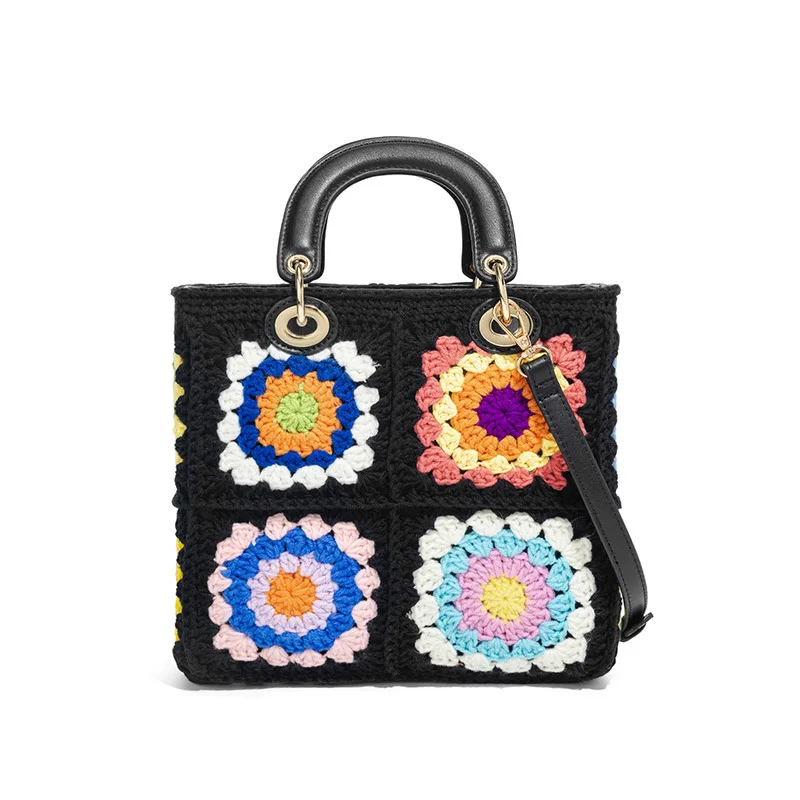Crochet tote bag chic granny square Gran handbag handmade top handle bucket handbag woven Jacquard bag wholesale
Crochet tote bag chic granny square Gran handbag handmade top handle bucket handbag woven Jacquard bag wholesale