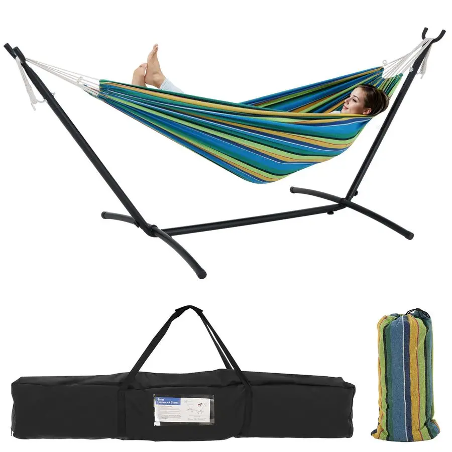 Double Hammock with Stand Included 450lb Capacity Space Saving Steel Stand,Premium Carry Bag Included,Suit for Outside,Indoor,Ya
Double Hammock with Stand Included 450lb Capacity Space Saving Steel Stand,Premium Carry Bag Included,Suit for Outside,Indoor,Ya