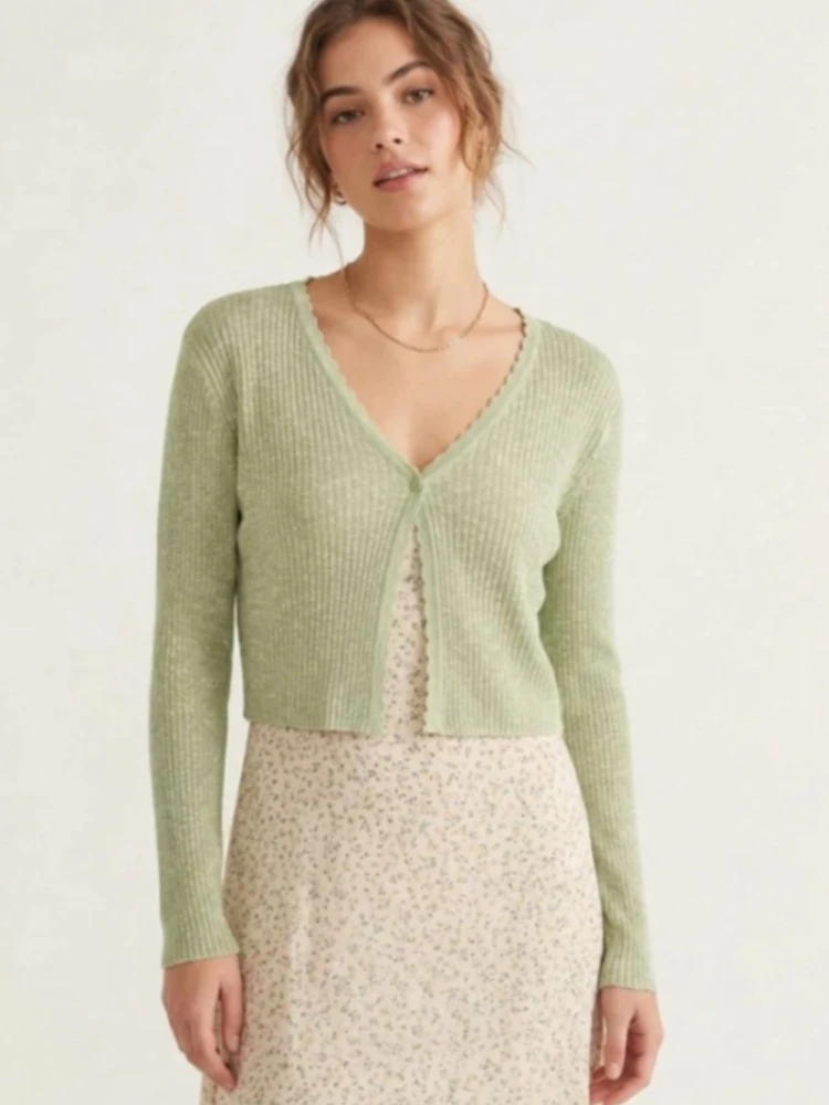 Korean Fashion Cardigans 2026 Women Cardigans Long Sleeve Knitted Outerwear Solid Thin Spring Short Sweaters V-neck Knitwears
Korean Fashion Cardigans 2026 Women Cardigans Long Sleeve Knitted Outerwear Solid Thin Spring Short Sweaters V-neck Knitwears