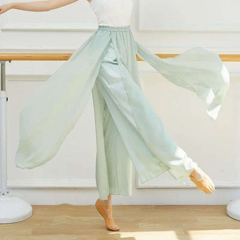 2 Layers Women Dance Culottes Pant Chiffon Satin Elegant Skirt Body Rhyme Trousers Loose Long High Elastic Waisted Design
2 Layers Women Dance Culottes Pant Chiffon Satin Elegant Skirt Body Rhyme Trousers Loose Long High Elastic Waisted Design