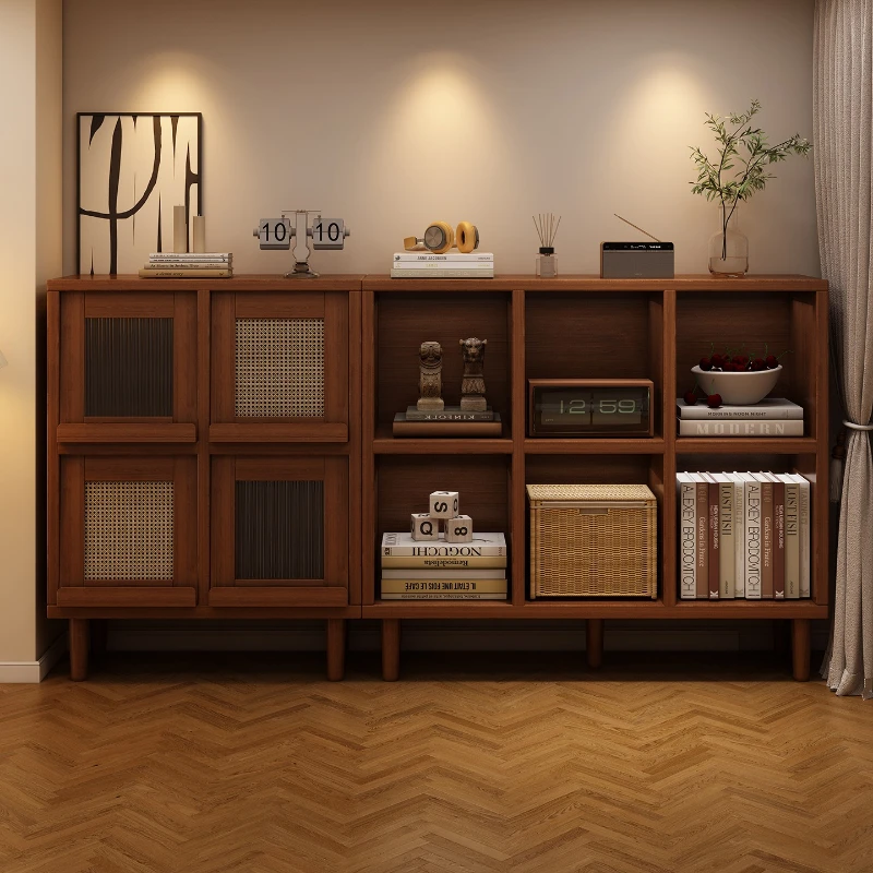 Solid wood dining side cabinet Floor-to-ceiling locker Living room Walnut color lattice cabinet Kitchen storage cabinet
Solid wood dining side cabinet Floor-to-ceiling locker Living room Walnut color lattice cabinet Kitchen storage cabinet
