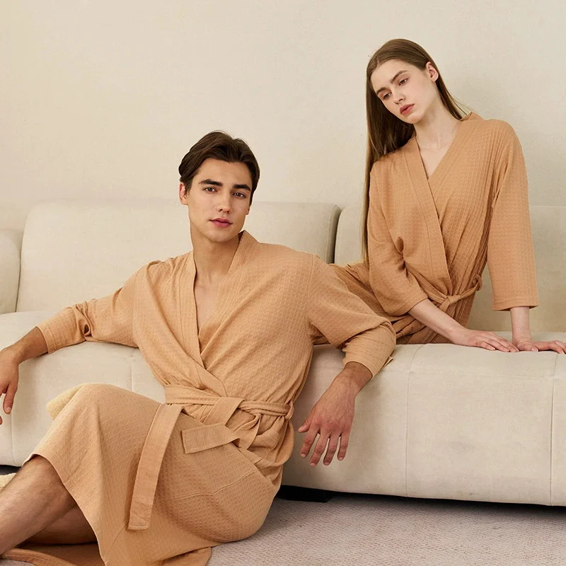 Couple's Long Sleeve Hotel Robe Mid-Length Home Wear Sleepwear For Men And Women Spring Autumn Seasonal Waffle Pattern
Couple's Long Sleeve Hotel Robe Mid-Length Home Wear Sleepwear For Men And Women Spring Autumn Seasonal Waffle Pattern