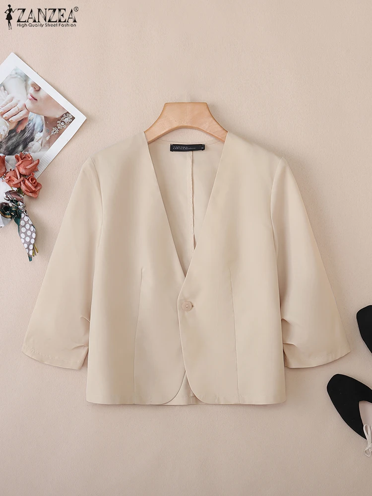 ZANZEA Women 2025 Autumn Lightweight Blazer Office Lady Casual V-Neck Three-Quarter Sleeve Suit Jackets Commuting Outerwear
ZANZEA Women 2025 Autumn Lightweight Blazer Office Lady Casual V-Neck Three-Quarter Sleeve Suit Jackets Commuting Outerwear
