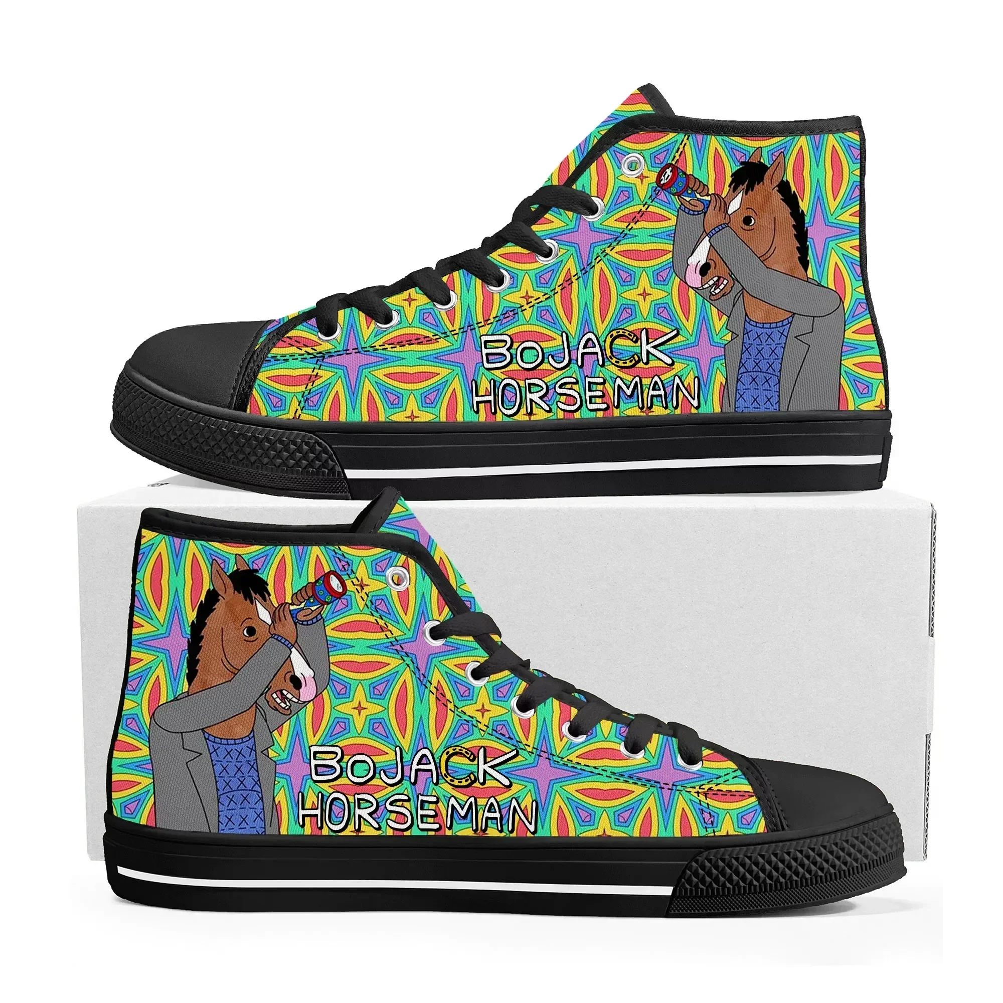 Кроссовки Horse Man High Top для мужчин и женщин, высококачественные кеды из канваса с изображением аниме-персонажа BoJack, повседневная обувь на заказ
Кроссовки Horse Man High Top для мужчин и женщин, высококачественные кеды из канваса с изображением аниме-персонажа BoJack, повседневная обувь на заказ