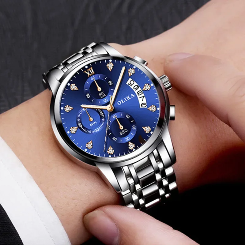 Лидер продаж, мужские водонепроницаемые часы, многофункциональный хронограф со светящимся ремнем из нержавеющей стали, кварцевые часы 
Лидер продаж, мужские водонепроницаемые часы, многофункциональный хронограф со светящимся ремнем из нержавеющей стали, кварцевые часы