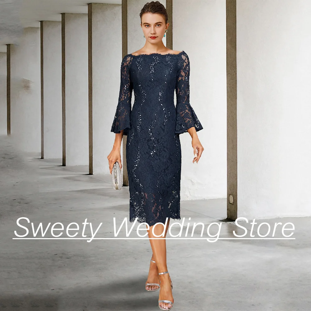 Navy Lace Mother of The Bride Dress Women Evening Dresses Boat Neck 3/4 Sleeves Beads Short Party Wedding Guest Gown
Navy Lace Mother of The Bride Dress Women Evening Dresses Boat Neck 3/4 Sleeves Beads Short Party Wedding Guest Gown
