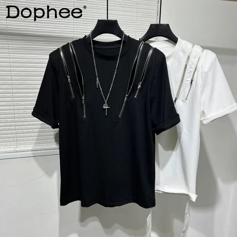 Japanese Original Dark Style Personality Zipper Slit Round Neck Short Sleeve Handsome Loose Casual Men Fashion Workwear T-Shirt
Japanese Original Dark Style Personality Zipper Slit Round Neck Short Sleeve Handsome Loose Casual Men Fashion Workwear T-Shirt