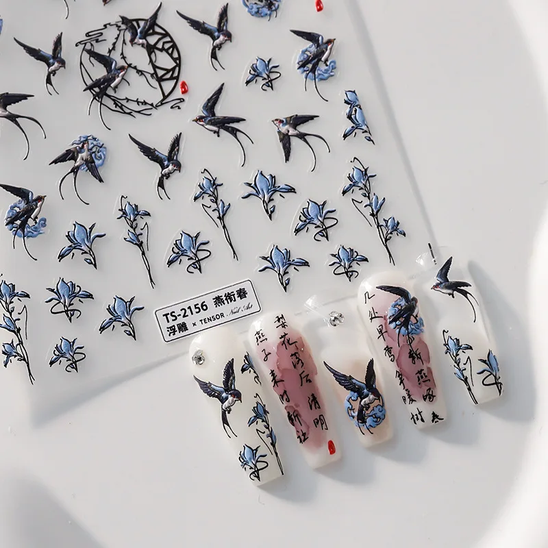 1 Sheet 5D Realistic Relief Warm Spring Blossom Flowers Long Tail Swallows Adhesive Nail Art Stickers Decals Manicure Charms
1 Sheet 5D Realistic Relief Warm Spring Blossom Flowers Long Tail Swallows Adhesive Nail Art Stickers Decals Manicure Charms
