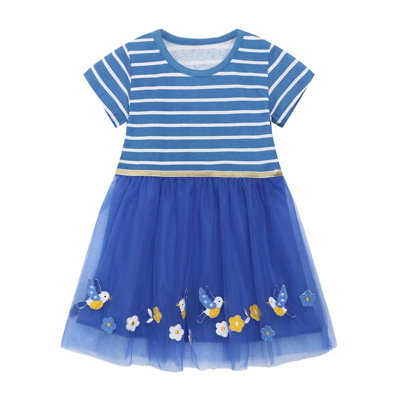 Jumping Meters New Arrival Princess Girls Dresses Tutu Birds Applique Stripe Short Sleeve Hot Selling Children's Costume Hot
Jumping Meters New Arrival Princess Girls Dresses Tutu Birds Applique Stripe Short Sleeve Hot Selling Children's Costume Hot