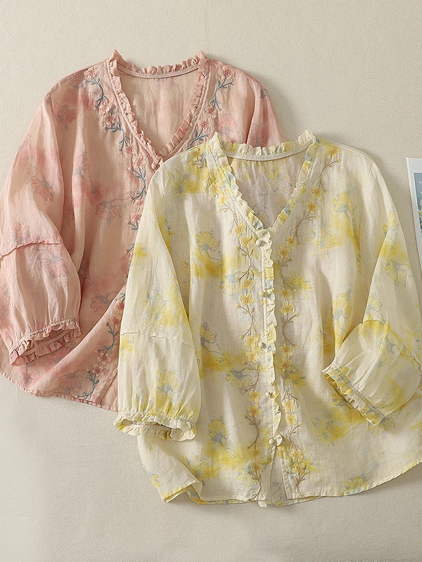 Lightweight Summer Shirt 2026 New plus Size Women's Clothing Breathable Printed Linen Short Sleeve V-Neck Top Embroidered
Lightweight Summer Shirt 2026 New plus Size Women's Clothing Breathable Printed Linen Short Sleeve V-Neck Top Embroidered
