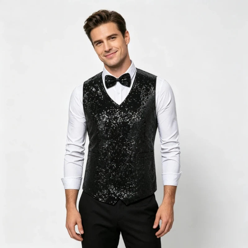 European Ethnic Clothing New Fashion Shiny Pearl Piece Men's Double Breasted Vest T-stage Runway Show Performance Suit
European Ethnic Clothing New Fashion Shiny Pearl Piece Men's Double Breasted Vest T-stage Runway Show Performance Suit