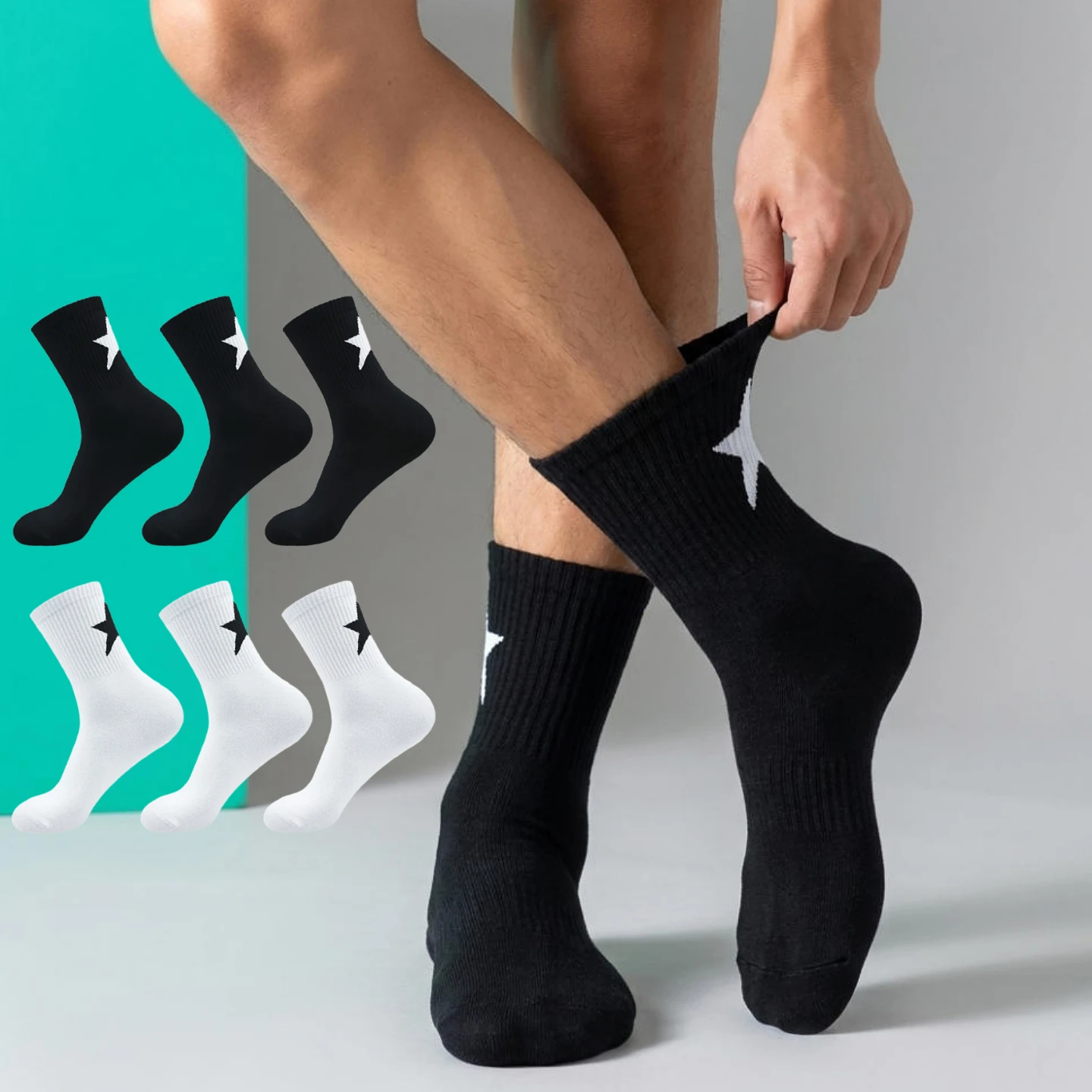 6 pairs of men's and women's white round neck black star socks, sports socks, suitable for daily wear and sports
6 pairs of men's and women's white round neck black star socks, sports socks, suitable for daily wear and sports