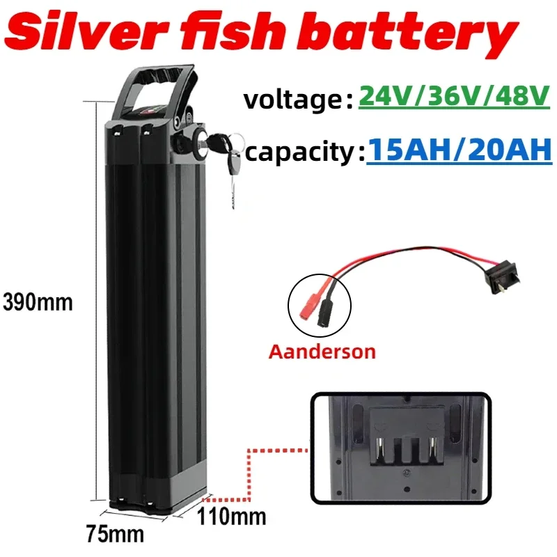 Original 36V/48V E-Bike Battery 20Ah rechargeable battery Anderson PP-plug for 48V E-Bike E-motorcycle Silver Fish battery
Original 36V/48V E-Bike Battery 20Ah rechargeable battery Anderson PP-plug for 48V E-Bike E-motorcycle Silver Fish battery