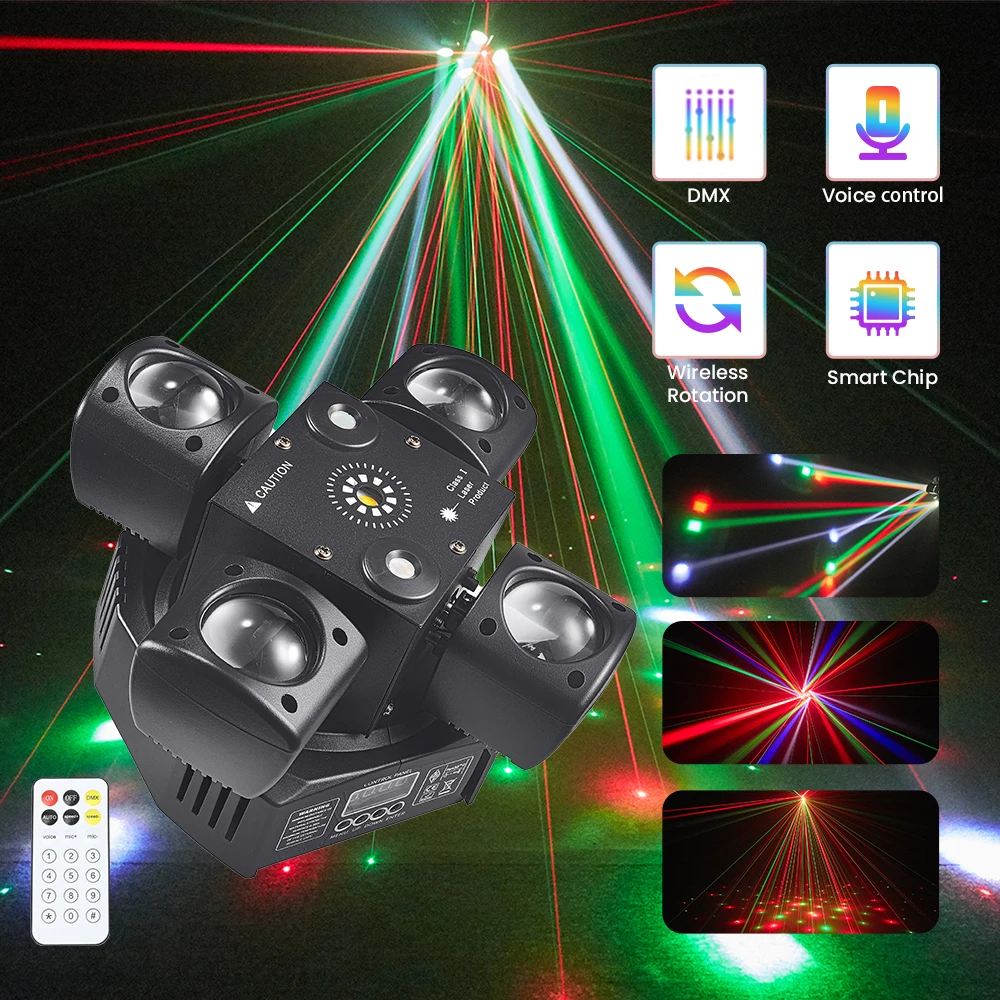 Mini Moving Head LED Disco Lights 4-Arm 48W RGBW DMX512 DJ Light Remote Control Beam Strobe Effect Party Stage NightClub Bar
Mini Moving Head LED Disco Lights 4-Arm 48W RGBW DMX512 DJ Light Remote Control Beam Strobe Effect Party Stage NightClub Bar