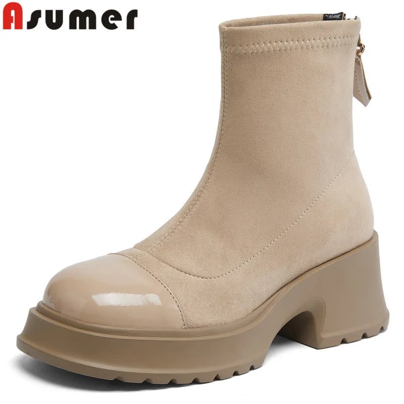 ASUMER 2024 New Patent Leather Stretch Boots Ladies Zipper Platform Winter Boots Square High Heels Ankle Boots
ASUMER 2024 New Patent Leather Stretch Boots Ladies Zipper Platform Winter Boots Square High Heels Ankle Boots