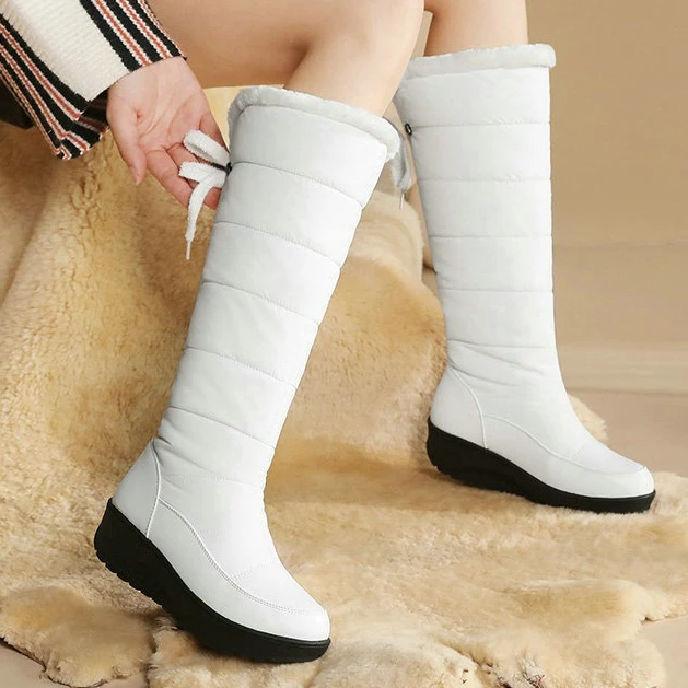 Women Winter Knee High Snow Boots Faux Fur Trim Back Lace Up Warm Wedge Sole Waterproof Fashion Casual Cold Weather Booties
Women Winter Knee High Snow Boots Faux Fur Trim Back Lace Up Warm Wedge Sole Waterproof Fashion Casual Cold Weather Booties