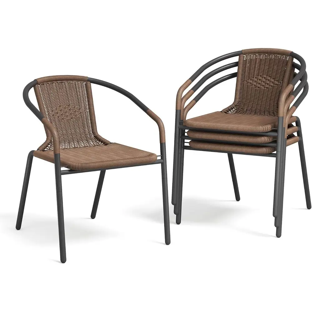 4-Piece Rattan Patio Dining Set: Stackable Wicker Chairs with Weather-Resistant Curved Back, Suitable for Outdoor or Indoor Use,
4-Piece Rattan Patio Dining Set: Stackable Wicker Chairs with Weather-Resistant Curved Back, Suitable for Outdoor or Indoor Use,
