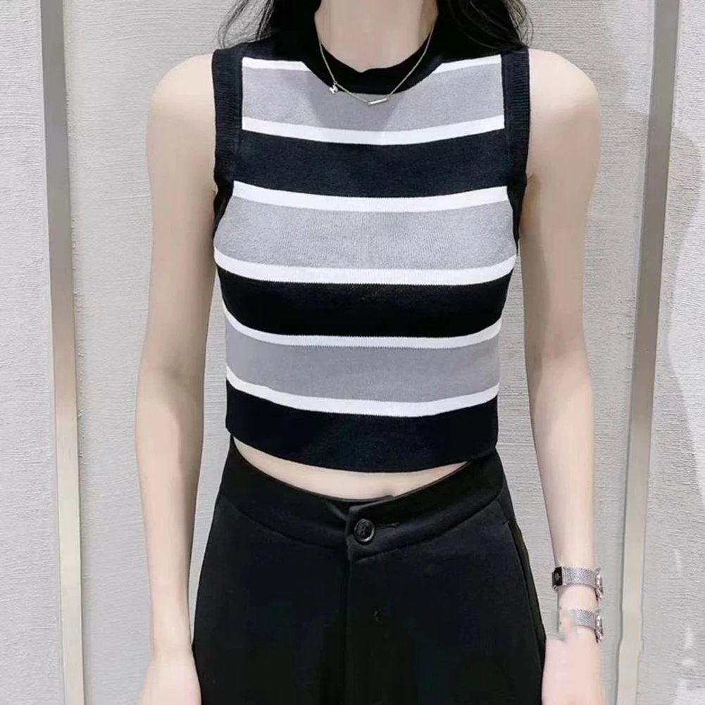 Casual Outfits Black Elastic Short Women Color Matching Sleeveless Top Casual Summer Top High Elasticity O Neck
Casual Outfits Black Elastic Short Women Color Matching Sleeveless Top Casual Summer Top High Elasticity O Neck