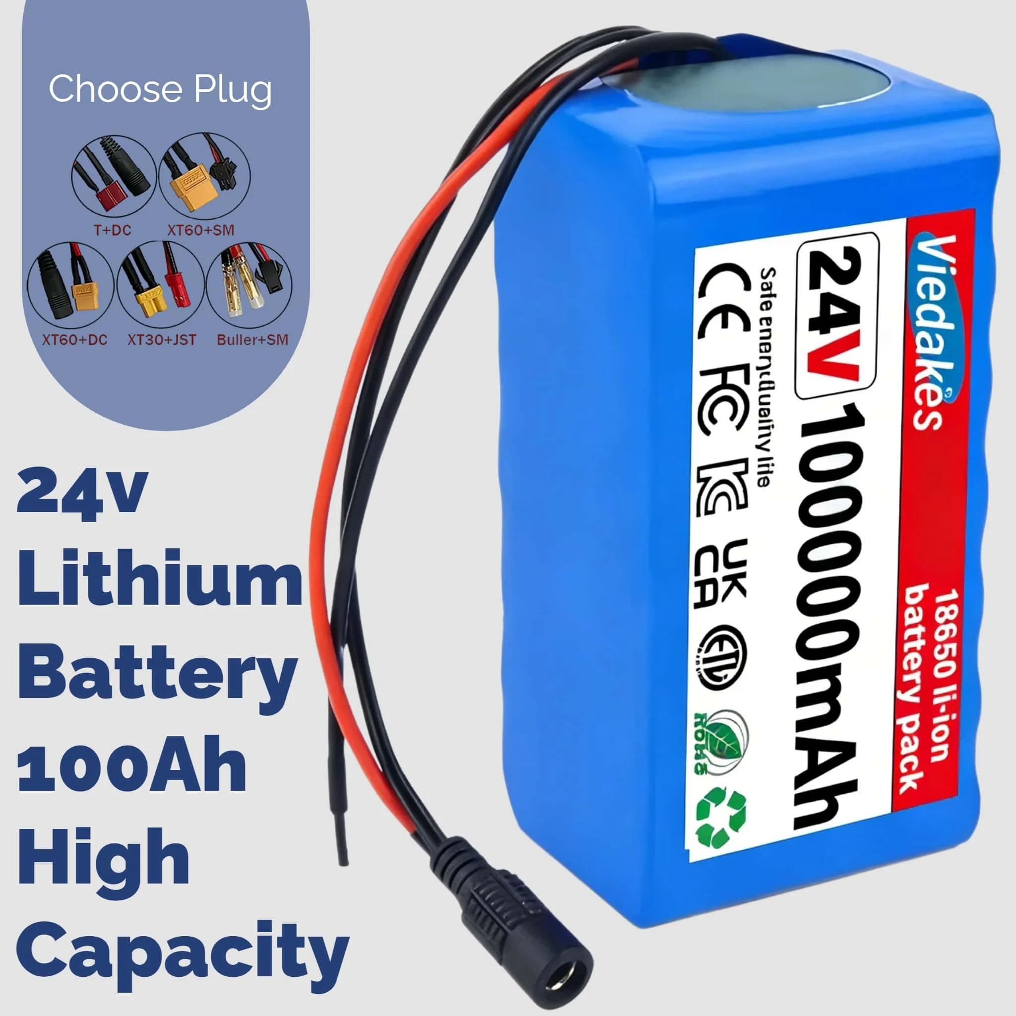 Viedakes 24V wheelchair battery 10Ah 7S3P 18650 Rechargeable Kit With 29.4V 2A Charger, Multi Connectors For Solar Backup Power
Viedakes 24V wheelchair battery 10Ah 7S3P 18650 Rechargeable Kit With 29.4V 2A Charger, Multi Connectors For Solar Backup Power