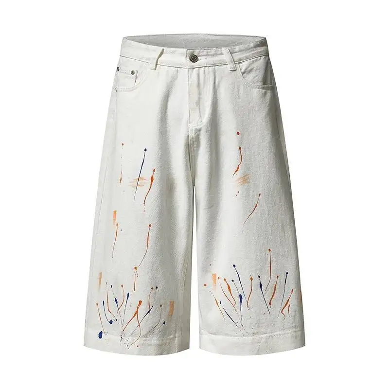 Niche Men's Paint Splatter Denim Shorts Casual Wide Leg Denim Shorts Trendy Loose Fitting Cropped Knee Length Jeans
Niche Men's Paint Splatter Denim Shorts Casual Wide Leg Denim Shorts Trendy Loose Fitting Cropped Knee Length Jeans