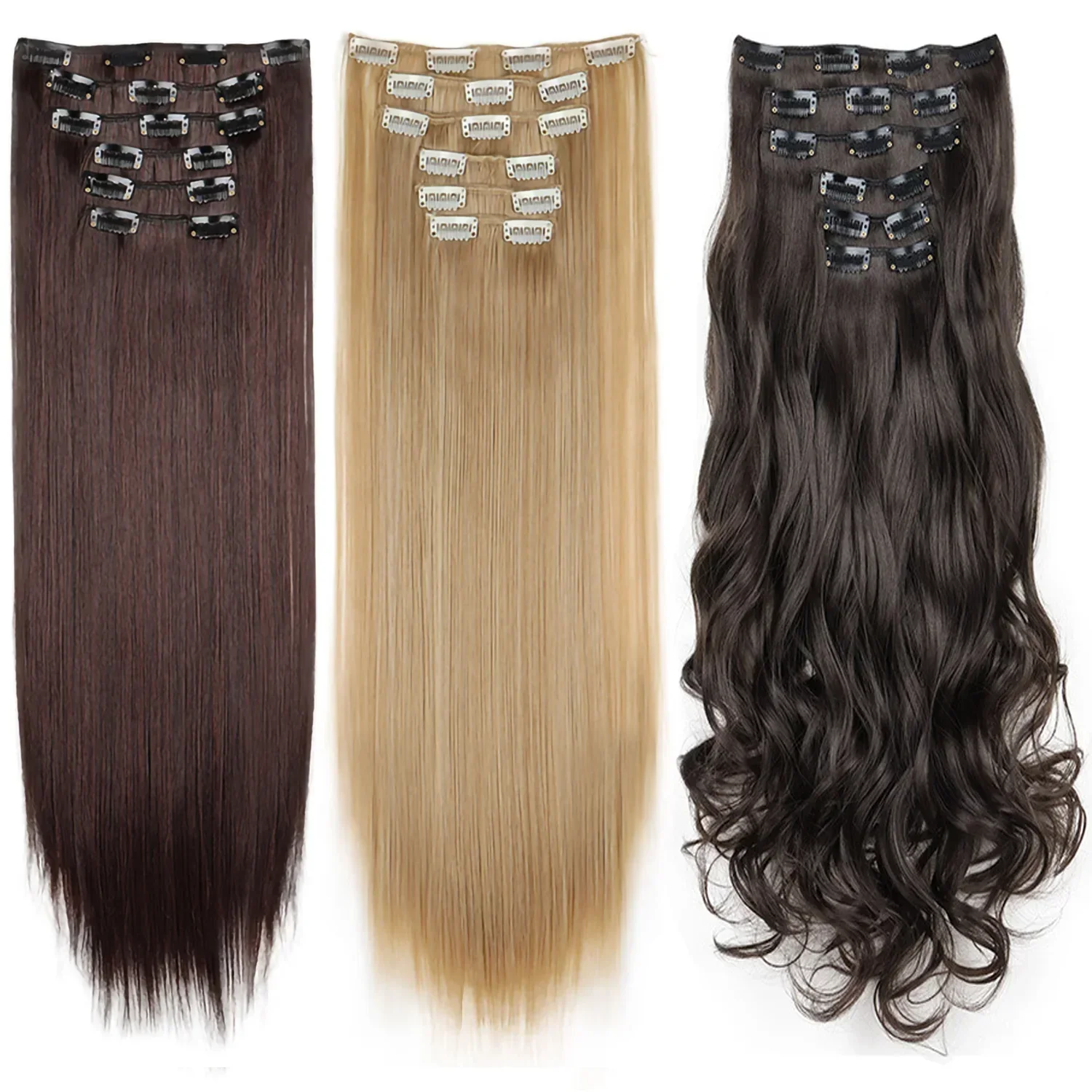 Black Hair Extensions 24"/60cm 6pcs/set Women Long Straight Synthetic Full Head Clip 16 Clips Ombre Heat Resistant Fiber Hair
Black Hair Extensions 24"/60cm 6pcs/set Women Long Straight Synthetic Full Head Clip 16 Clips Ombre Heat Resistant Fiber Hair