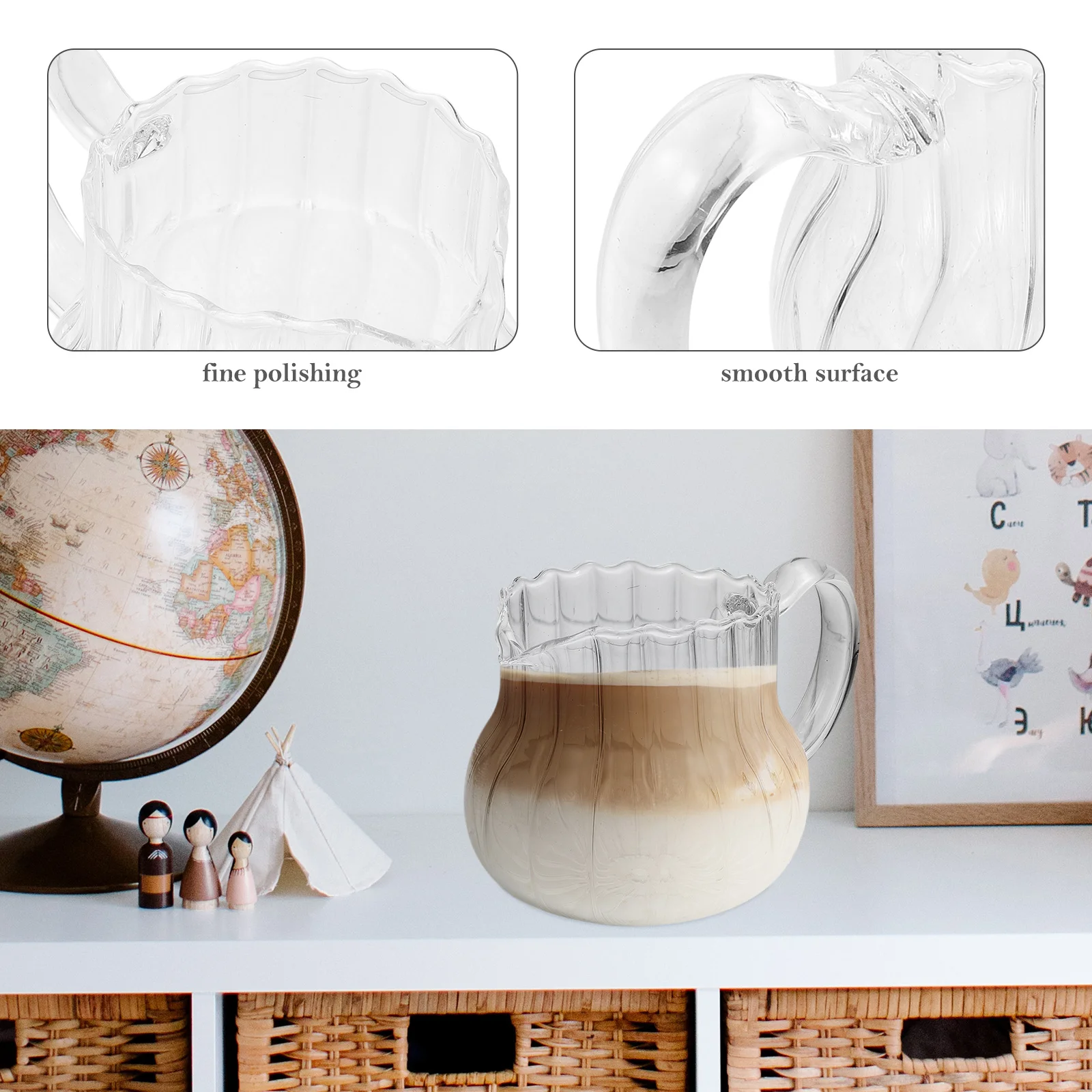 Glass Milk Jug Coffee Frothing and Serving Cup Glass Milk Storage Container Sauce Pitcher for Kitchen Restaurant Cafe 
Glass Milk Jug Coffee Frothing and Serving Cup Glass Milk Storage Container Sauce Pitcher for Kitchen Restaurant Cafe