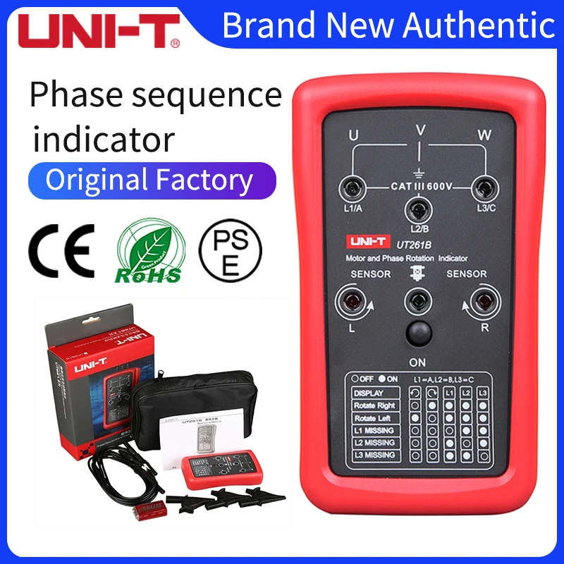 UNI-T UT261A тестер чередования фаз отсутствие фазометр индикатор вращения двигателя AC 40 700 dc-двигатель, напряжение 90 600V UT261B
UNI-T UT261A тестер чередования фаз отсутствие фазометр индикатор вращения двигателя AC 40 700 dc-двигатель, напряжение 90 600V UT261B