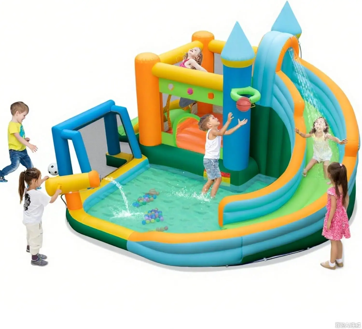 9-in-1 Inflatable Water Bounce House for Kids, Dual Slides Blow Up Jump Castle with Ocean Balls & Soccer Gate, Outdoor Water Slide for Big Kids, Backyard Gift
9-in-1 Inflatable Water Bounce House for Kids, Dual Slides Blow Up Jump Castle with Ocean Balls & Soccer Gate, Outdoor Water Slide for Big Kids, Backyard Gift