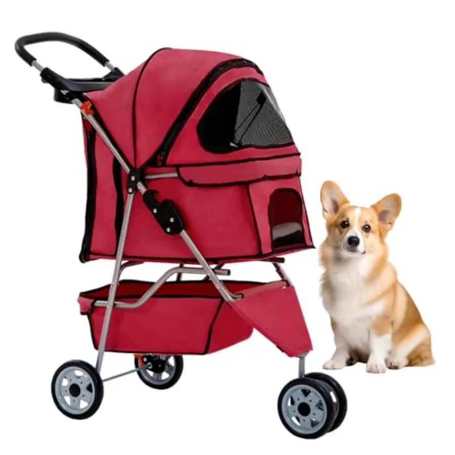 Outdoor pet stroller for small/medium dogs cats: 3-wheel foldable, lightweight travel carrier with cup holder, waterproof nylon
Outdoor pet stroller for small/medium dogs cats: 3-wheel foldable, lightweight travel carrier with cup holder, waterproof nylon
