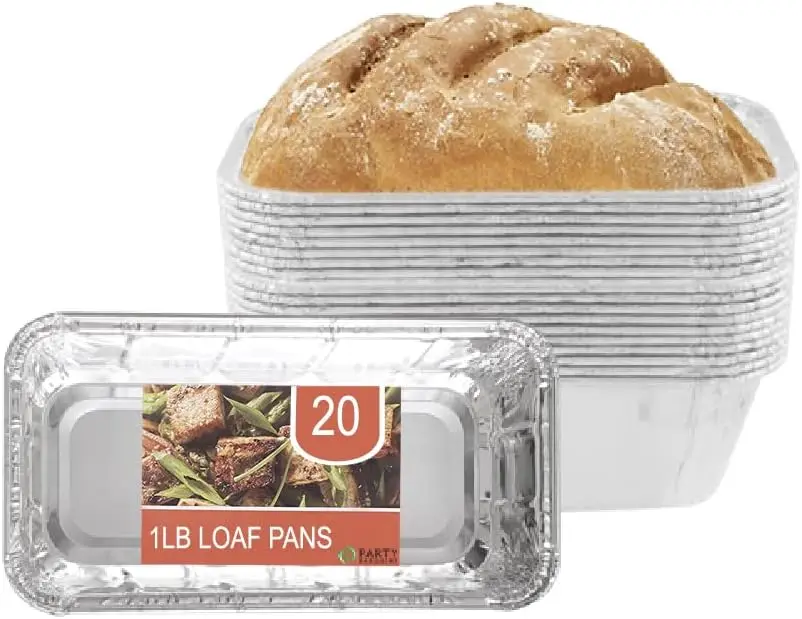 20 Pack Disposable Aluminum Loaf Pans for Baking Bread, Meatloaf, Cakes, and Parties
20 Pack Disposable Aluminum Loaf Pans for Baking Bread, Meatloaf, Cakes, and Parties