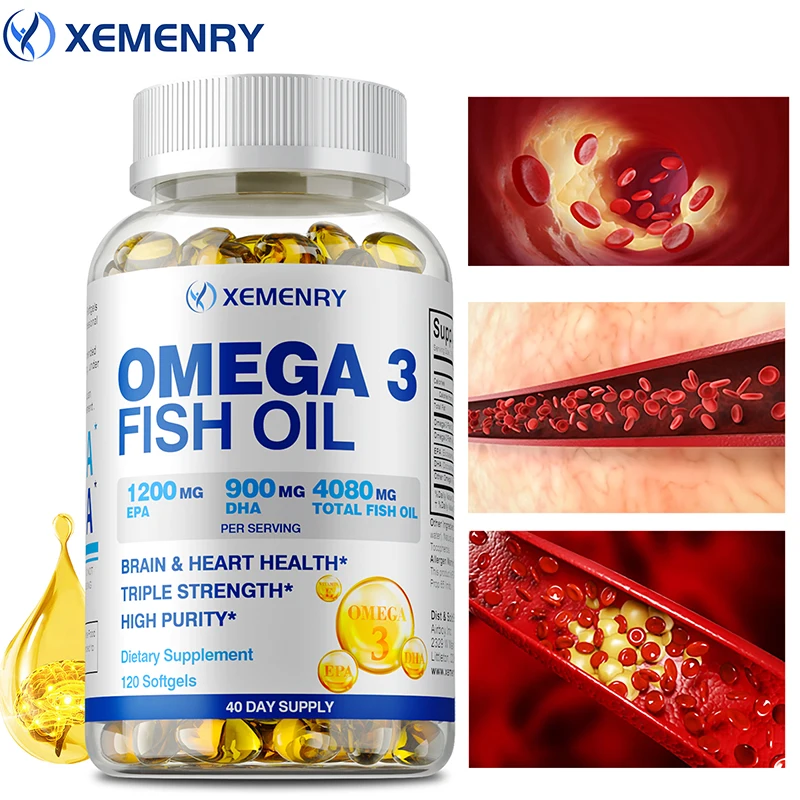Omega 3 Fish Oil - Designed To Support Heart, Brain, Joints and Skin, Rich in EPA, DHA, Vitamin E, Non-GMO Food Supplement
Omega 3 Fish Oil - Designed To Support Heart, Brain, Joints and Skin, Rich in EPA, DHA, Vitamin E, Non-GMO Food Supplement
