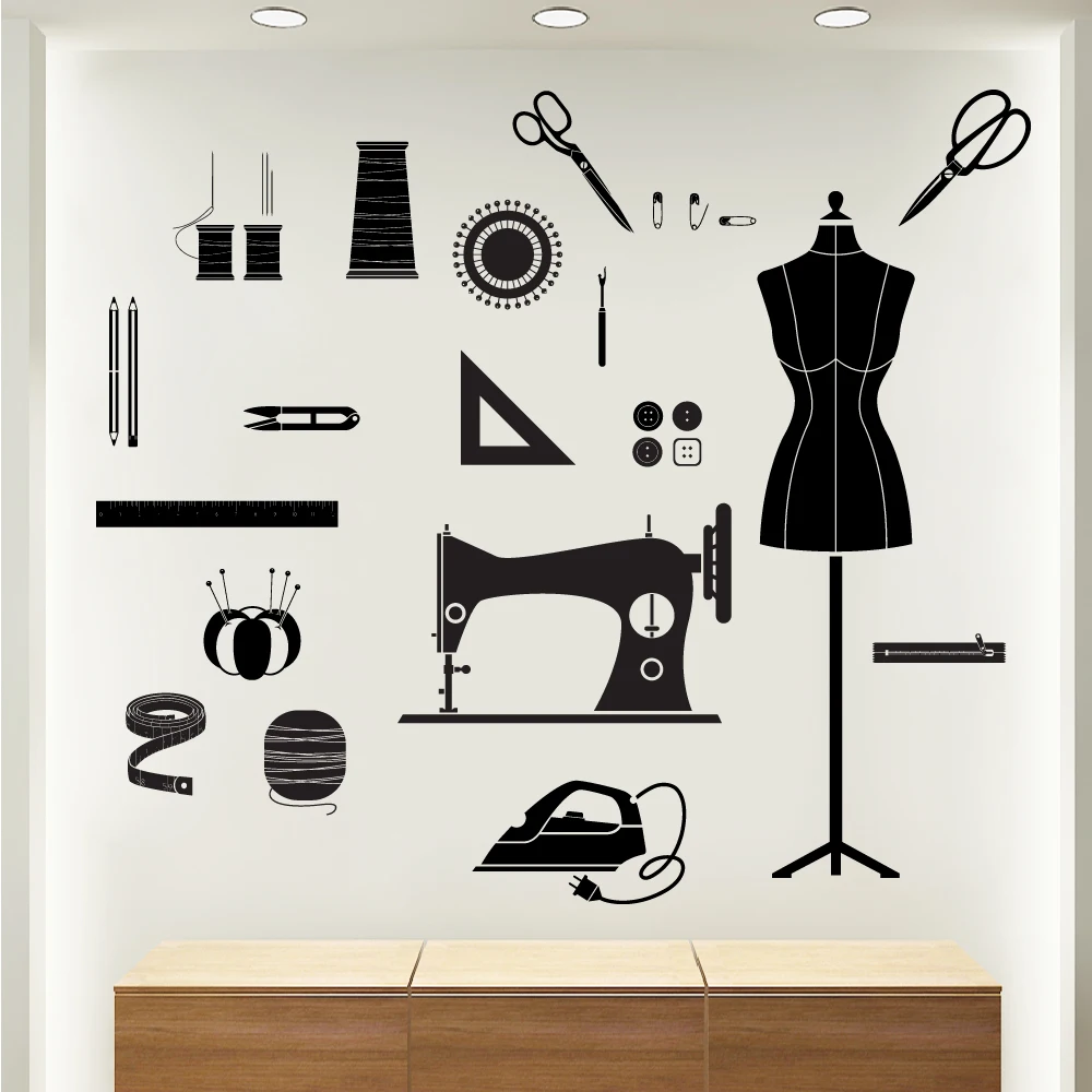 Creative sewing tools sticker for living room tailor's shop decoration self adhesive wall art decal
Creative sewing tools sticker for living room tailor's shop decoration self adhesive wall art decal