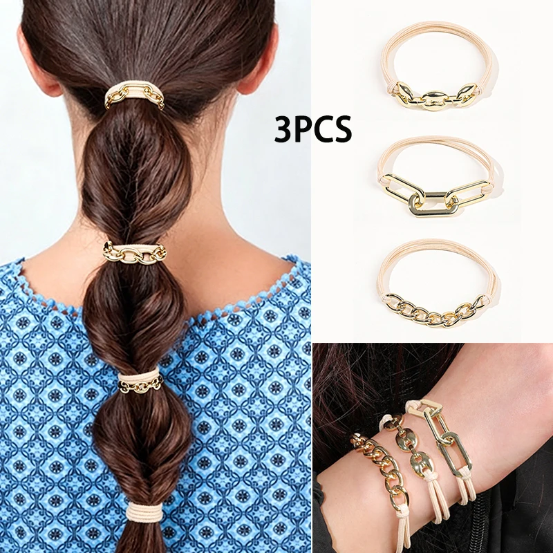 3PCS Metal Chain Hair Rope Rubber Band Electroplated Alloy Bracelet Elastic Metal Link Hair Bands
3PCS Metal Chain Hair Rope Rubber Band Electroplated Alloy Bracelet Elastic Metal Link Hair Bands