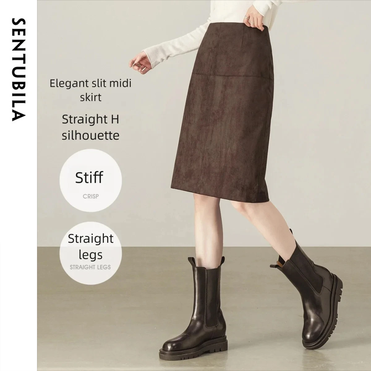 SENTUBILA женские замшевые юбки, осень 2022, однотонная прямая юбка с разрезом сзади, короткая юбка, модный дизайн, женская одежда 153QF3059
SENTUBILA женские замшевые юбки, осень 2022, однотонная прямая юбка с разрезом сзади, короткая юбка, модный дизайн, женская одежда 153QF3059