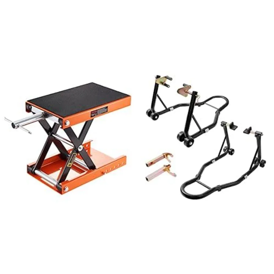 Motorcycle Lift 1100 LBS Front Rear Combo Stand Lift Heavy Duty Steel Black Motorcycle Stand for Garage Use
Motorcycle Lift 1100 LBS Front Rear Combo Stand Lift Heavy Duty Steel Black Motorcycle Stand for Garage Use