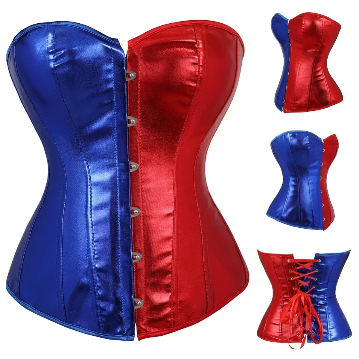 Women Satin Burlesque Corset Tops Steampunk Gothic Bustier Pirate Korsett Red Blue Overbust Corsage Body Shaper Costumes
Women Satin Burlesque Corset Tops Steampunk Gothic Bustier Pirate Korsett Red Blue Overbust Corsage Body Shaper Costumes