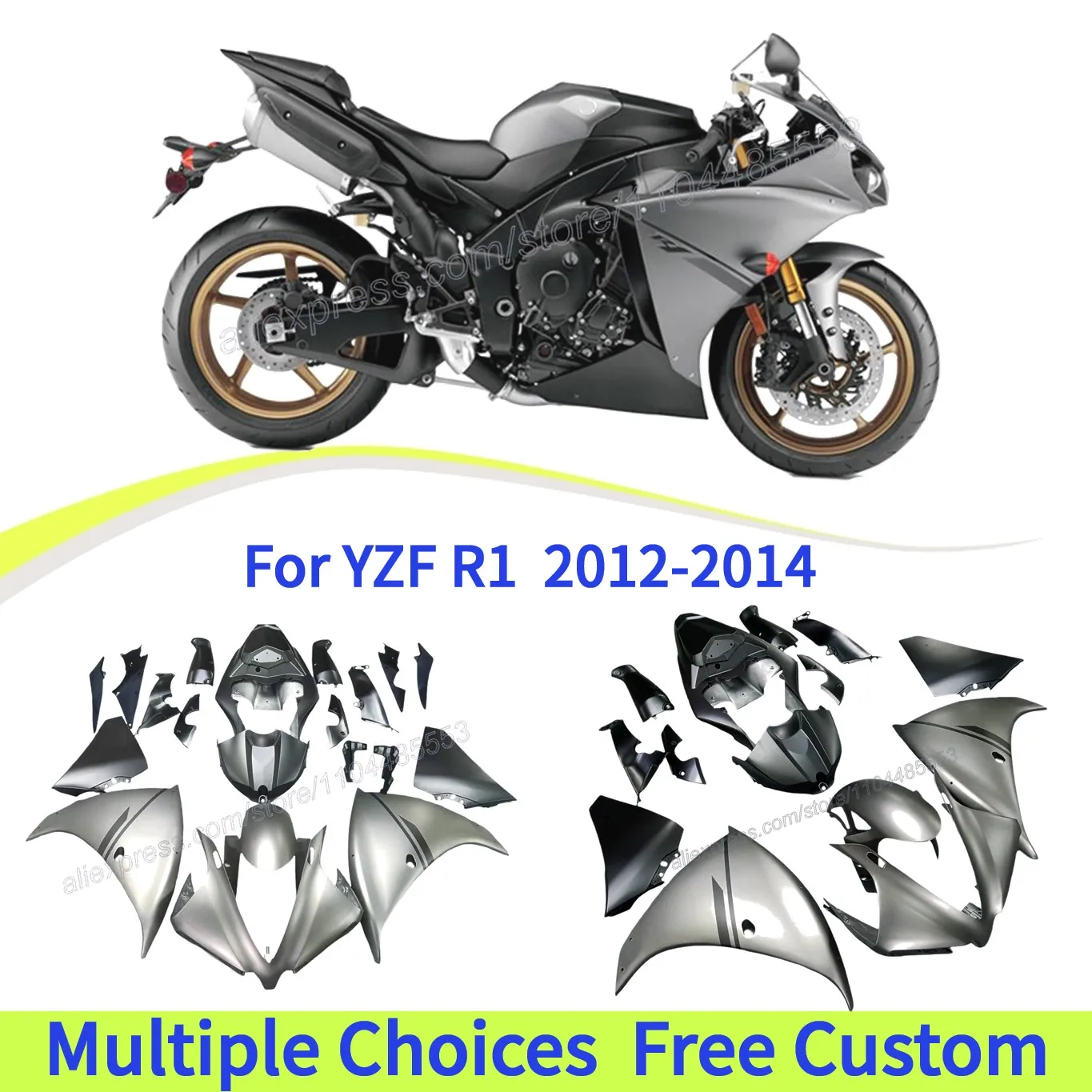 Fairing Body Kit for YAMAHA YZF R1 2012-2014 | Motorcycle Parts Replacement Bodywork | Silvery
Fairing Body Kit for YAMAHA YZF R1 2012-2014 | Motorcycle Parts Replacement Bodywork | Silvery