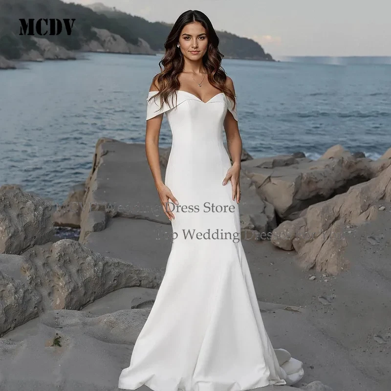 MCDV 2025 Mermaid Wedding Dresses Off Shoulder Long Sleeves Civil Buttons Elegant Lace Applique Cathedral Train Beach Bridal
MCDV 2025 Mermaid Wedding Dresses Off Shoulder Long Sleeves Civil Buttons Elegant Lace Applique Cathedral Train Beach Bridal