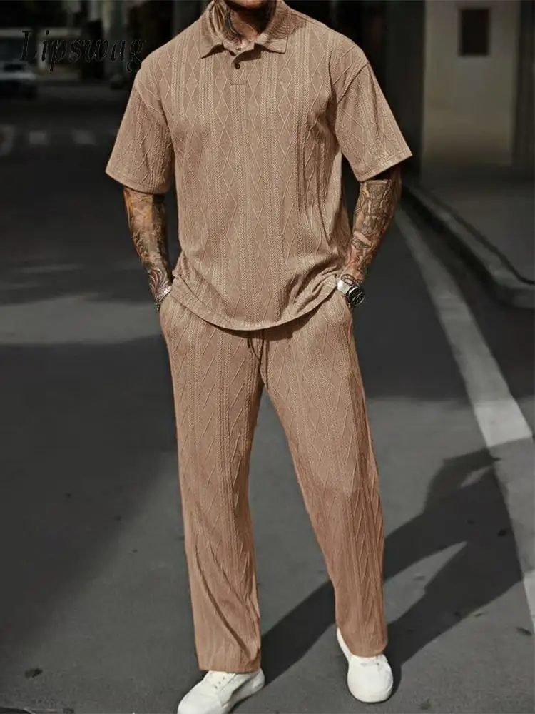 New Fashion Textured Tracksuits Men 2025 Summer Trendy Jacquard Polo Shirt And Pants Mens Two Piece Sets Stylish Jacquard Suits
New Fashion Textured Tracksuits Men 2025 Summer Trendy Jacquard Polo Shirt And Pants Mens Two Piece Sets Stylish Jacquard Suits