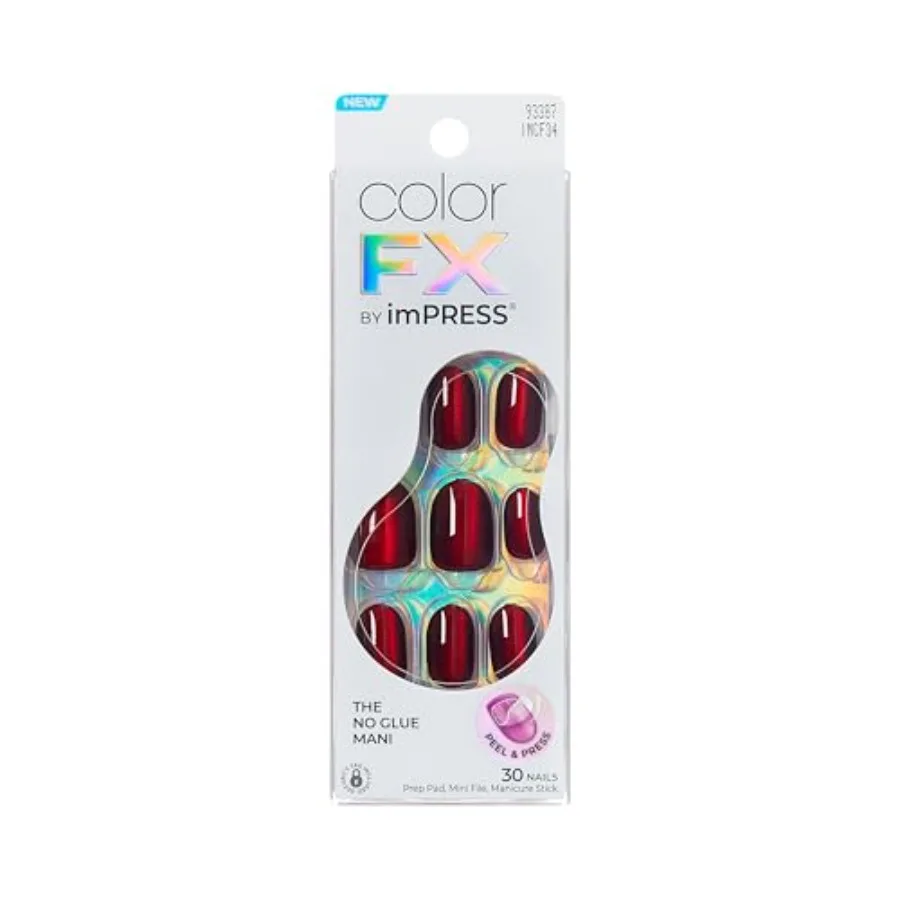 colorFX by Impress Press On Nails, Hidden Gem, 30 No Glue Peel and Stick Nails Kit with IMPROVED Adhesive, Red Short Oval Chrom
colorFX by Impress Press On Nails, Hidden Gem, 30 No Glue Peel and Stick Nails Kit with IMPROVED Adhesive, Red Short Oval Chrom