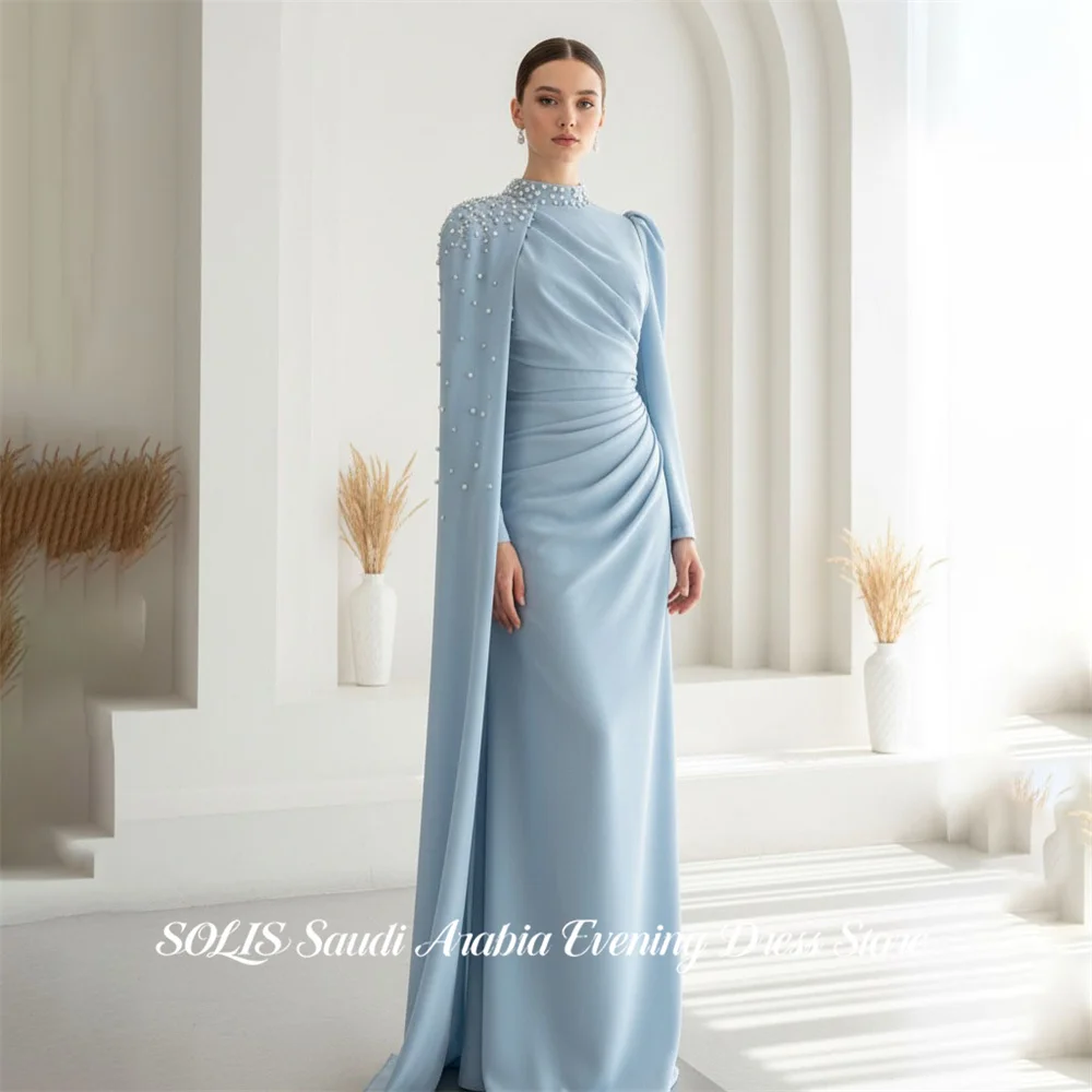 SOLIS Blue 프롬 드레 High Neck Prom Gown Off Shoulder Full Sleeve Party Dresses for Formal Event with Pearls Elegant Customized
SOLIS Blue 프롬 드레 High Neck Prom Gown Off Shoulder Full Sleeve Party Dresses for Formal Event with Pearls Elegant Customized