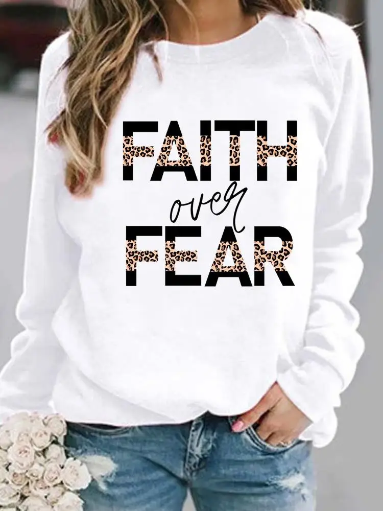 Women Pullovers Clothing Ladies Fall Autumn Spring Leopard Letter Faith Print Female Hoodies Casual Woman Graphic Sweatshirts
Women Pullovers Clothing Ladies Fall Autumn Spring Leopard Letter Faith Print Female Hoodies Casual Woman Graphic Sweatshirts